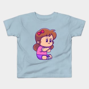 Cute Girl Angry Cartoon Kids T-Shirt